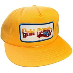 Vintage 70s 80s Gold Country USA Snapback Hat Yellow Trucker Cap Patch Logo Rare